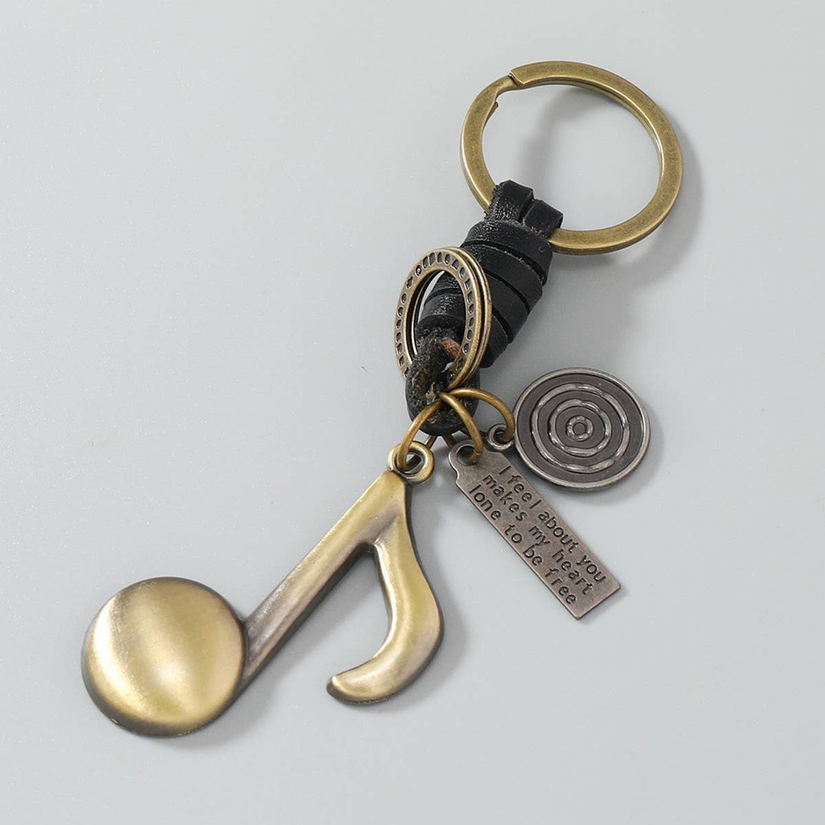 VINTAGE MUSICAL NOTE COWHIDE CAR KEYCHAIN