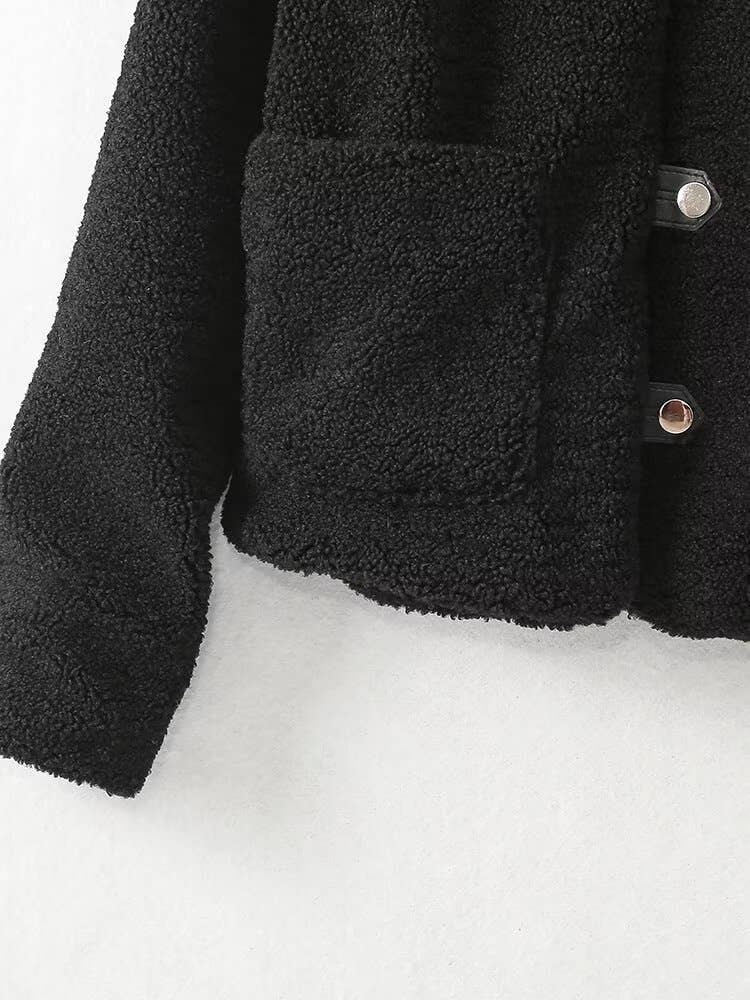 Lapel versatile fleece single-breasted jacket