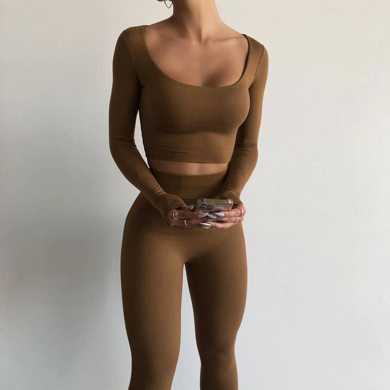 Long-sleeved U-neck slimming and fashionable suit