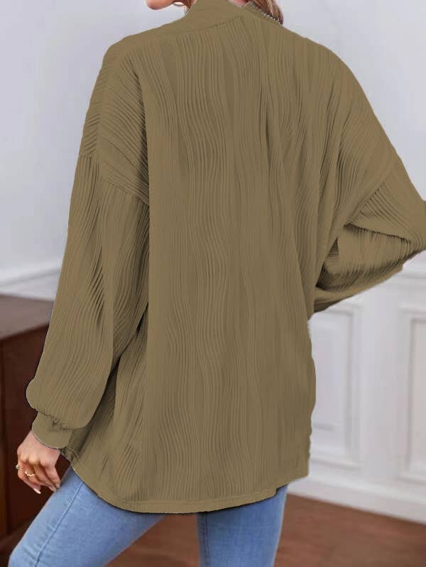 Solid color long-sleeved loose unbuttoned cardigan