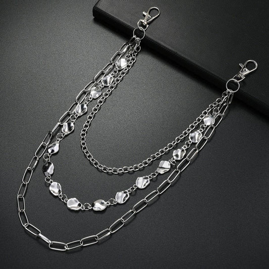 MULTI-LAYERED RHINESTONE METAL TROUSER CHAIN