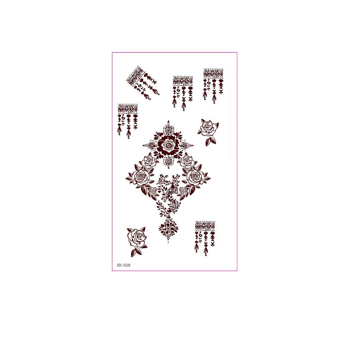 Realistic Brown Henna Tattoo Stickers Waterproof_CWMM8347