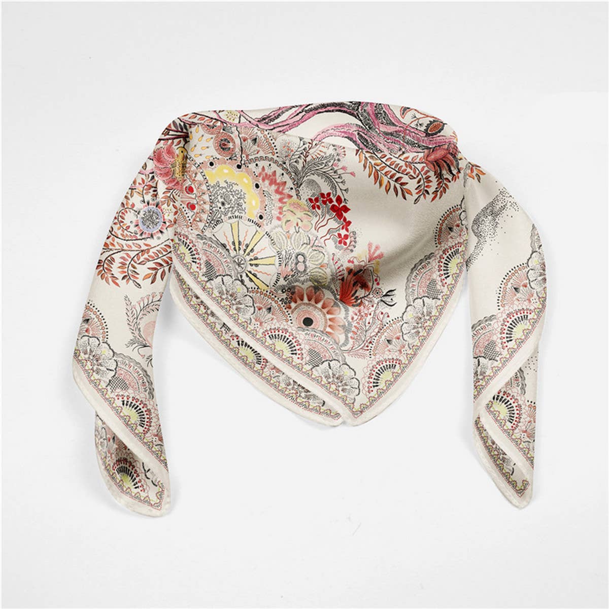 Boho Tree Print Silk Scarf - Luxurious Neck Wrap_CWASC0644