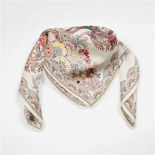 Boho Tree Print Silk Scarf - Luxurious Neck Wrap_CWASC0644