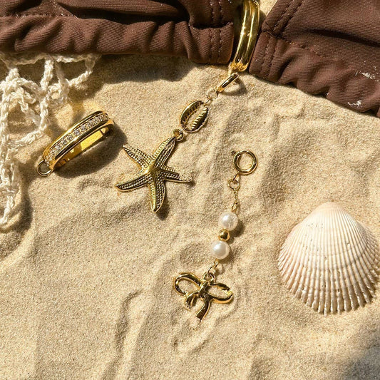 STAINLESS STEEL BIKINI BUCKLE BOW PEARL PENDANT_CWMM4690