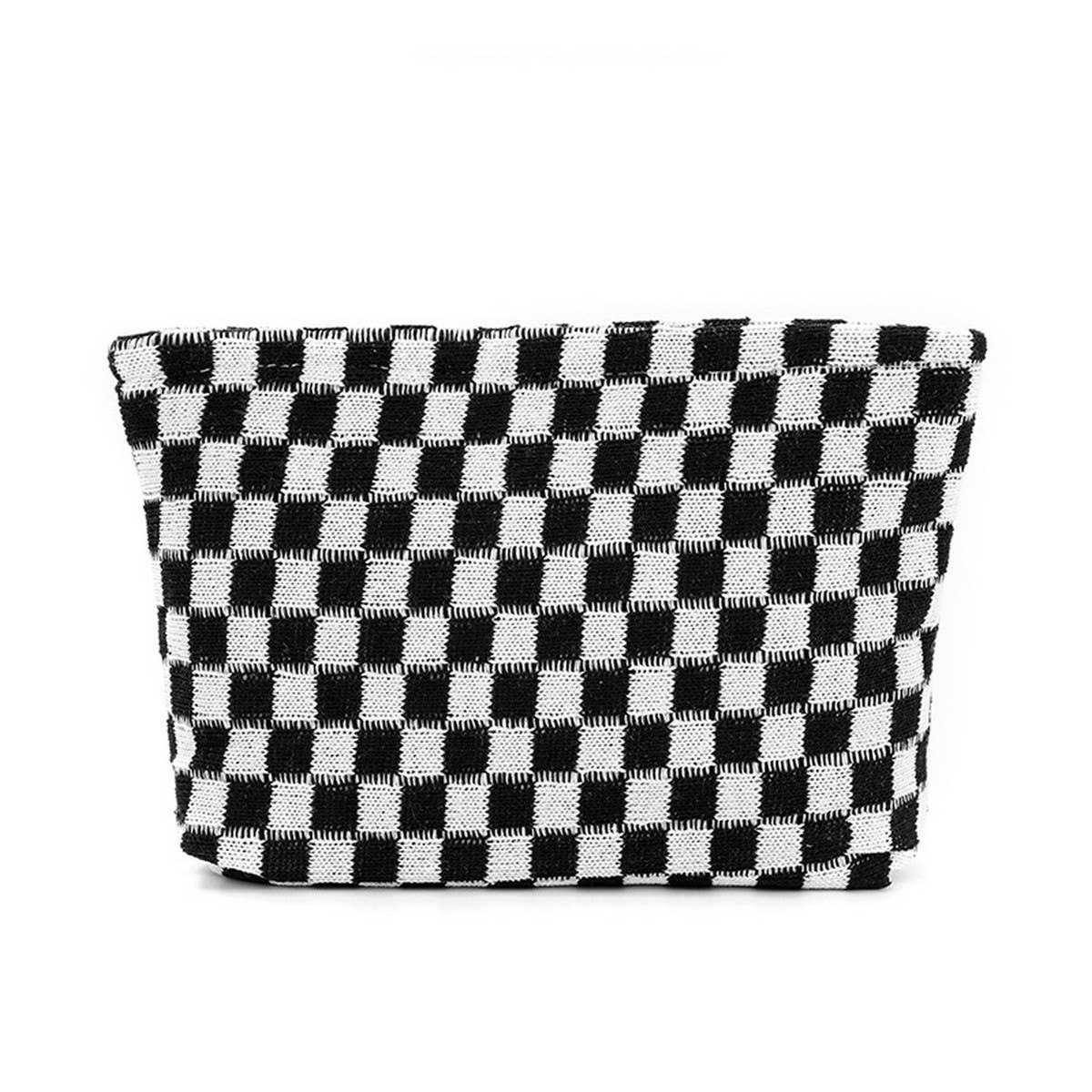 KNITTED CHECKERBOARD MAKEUP BAG PEN BAG_CWAB1210