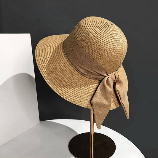 Summer Elegant Beach Bow Straw Hat_CWAH3407