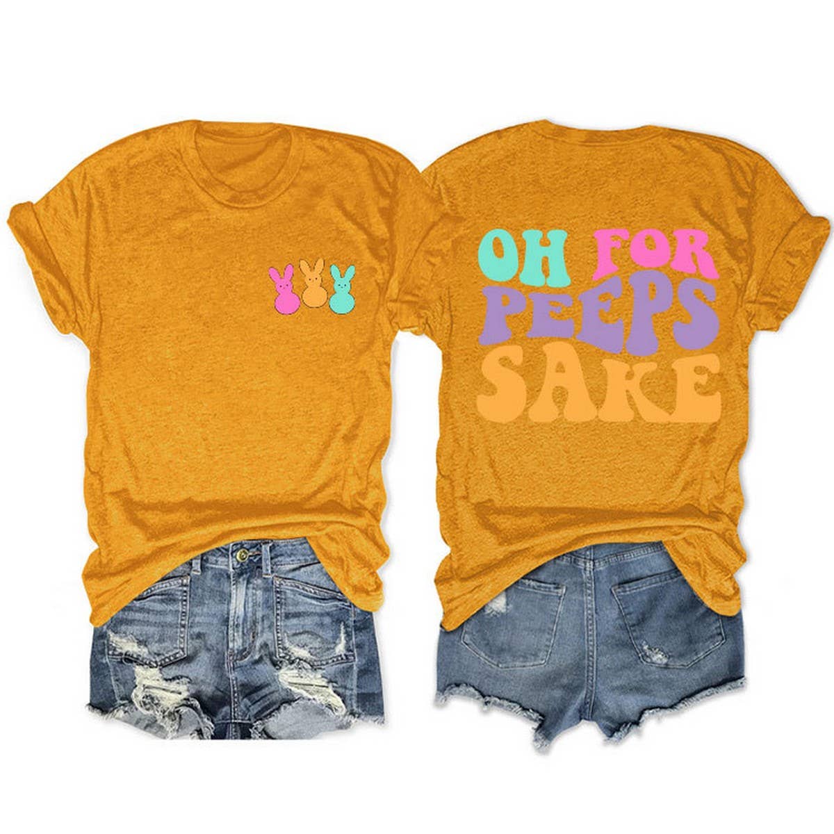 EASTER ALPHABET PRINT ROUND NECK SHORT SLEEVE TEES_CWTTS0809