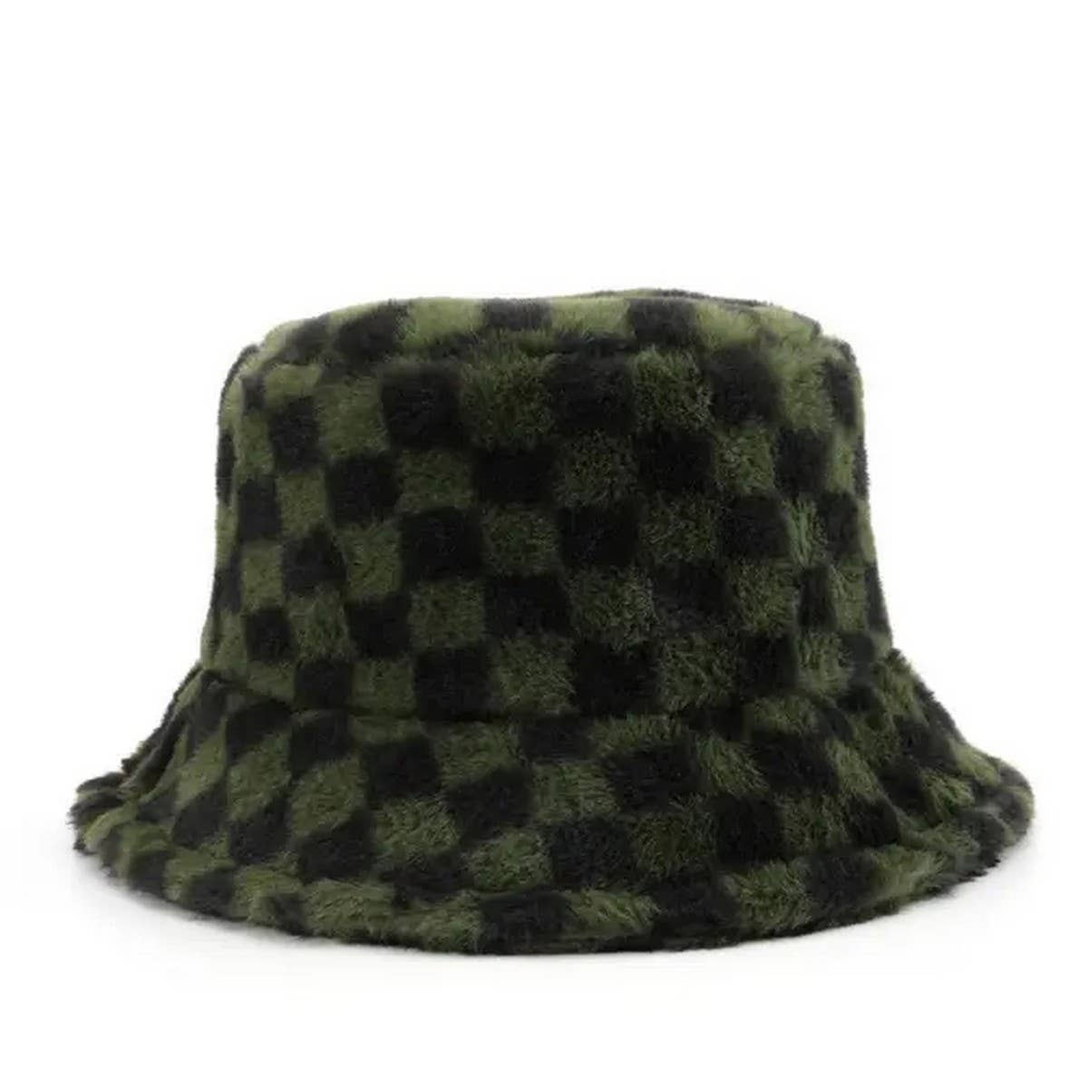 WINTER PLUSH PLAID BUCKET HAT OUTDOOR WARM_CWAH2172