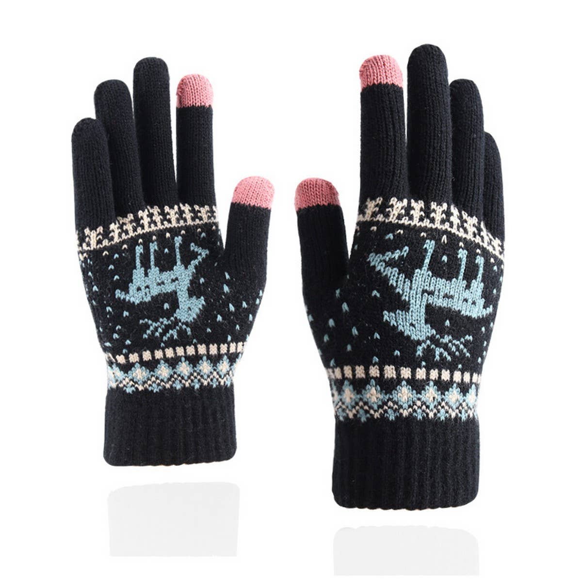 CUTE ELK FASHION KNITTED WARM TOUCH SCREEN GLOVES_CWAG0227