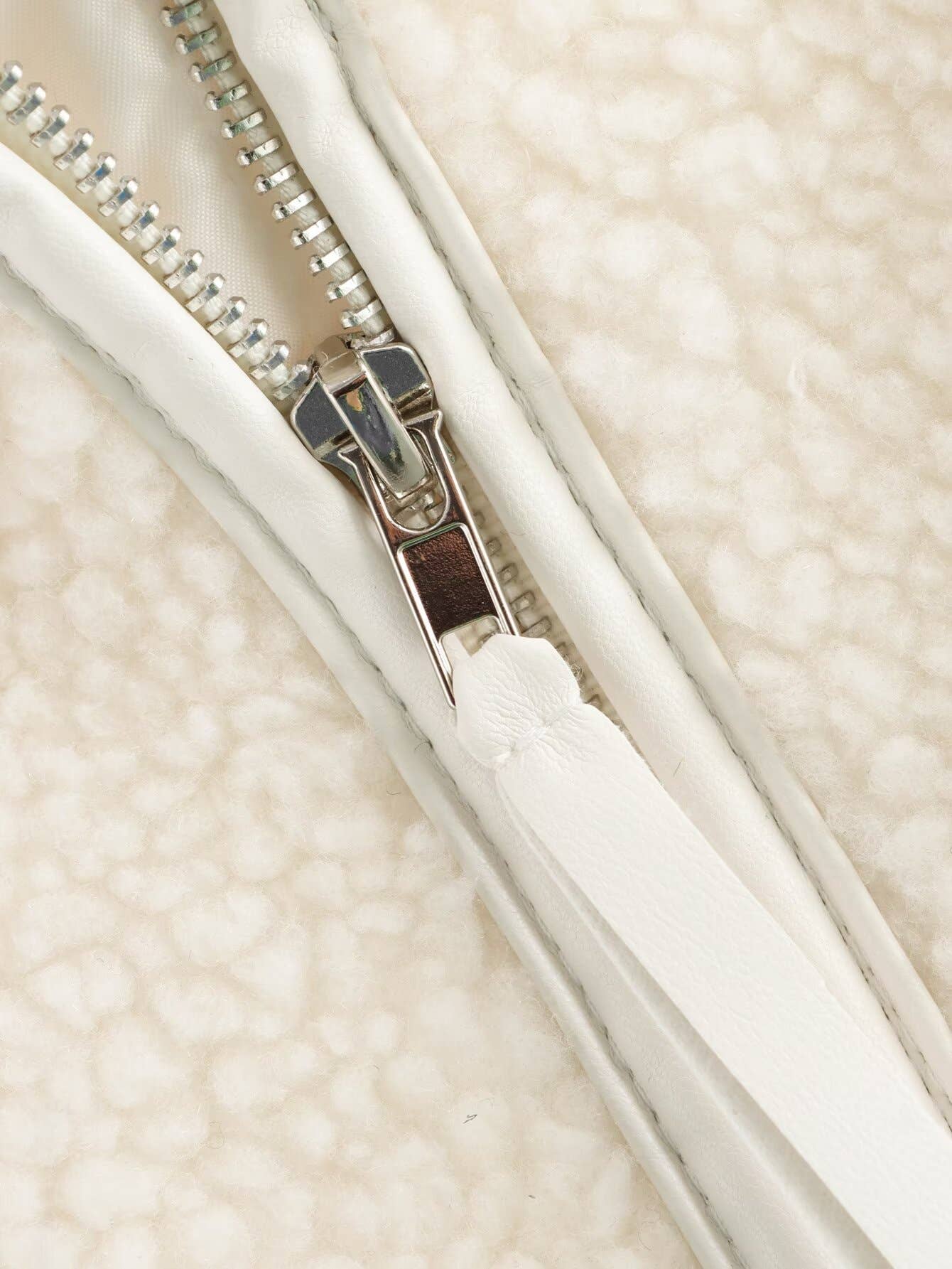 FASHION CASUAL LOOSE LAMB WOOL DOUBLE ZIPPER COAT