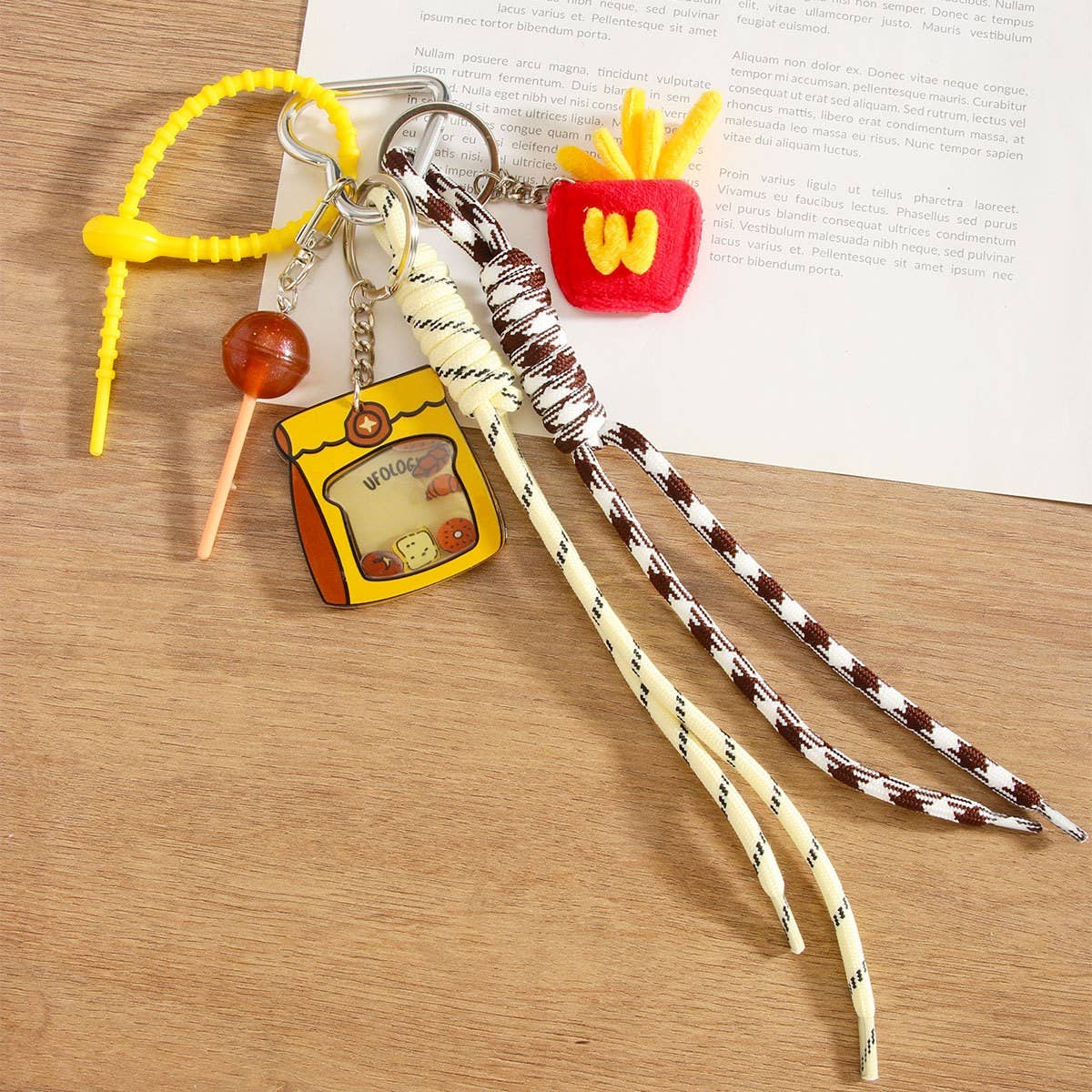 Toast Shaker Keychain with Lollipop & Fries