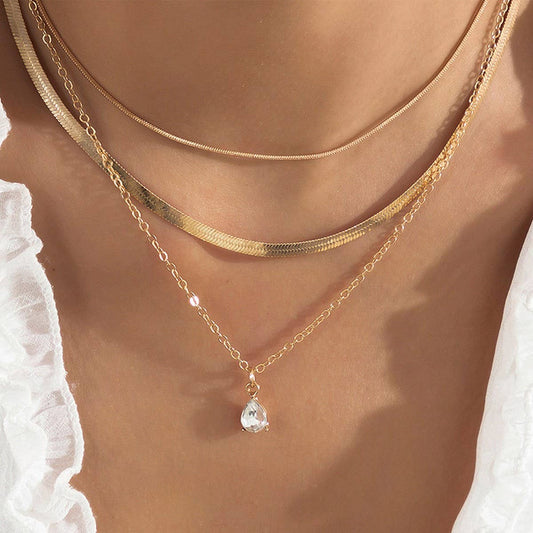 COOL STYLE STACKED TEMPERAMENT SIMPLE NECKLACE