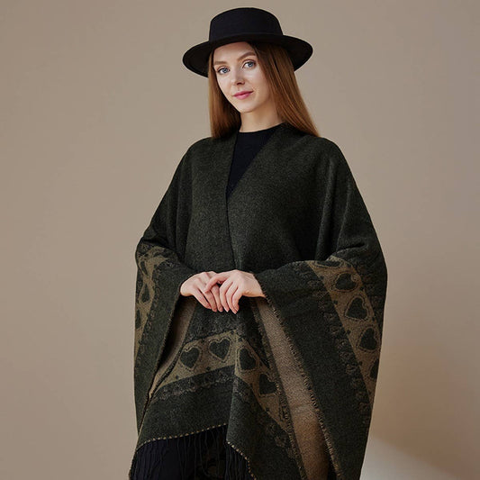 ETHNIC STYLE SHAWL CAPE DOUBLESIDED THICKENED CAPE_CWASC2176