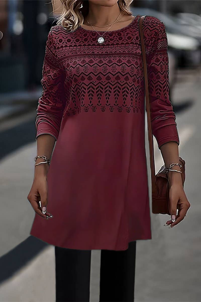 CWOSWL07564_BRUSHED LONG-SLEEVED PRINTED KNITTED PULLOVER