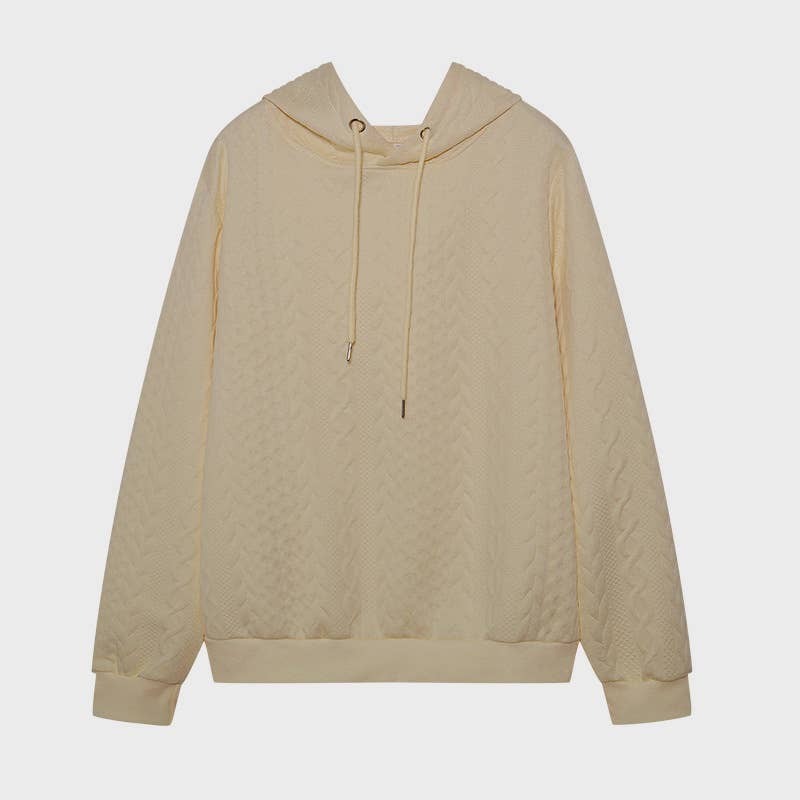 Jacquard laced long-sleeved hooded sweatshirt