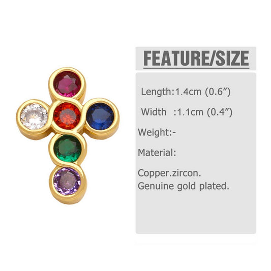 COLORED ZIRCON CROSS EARRINGS