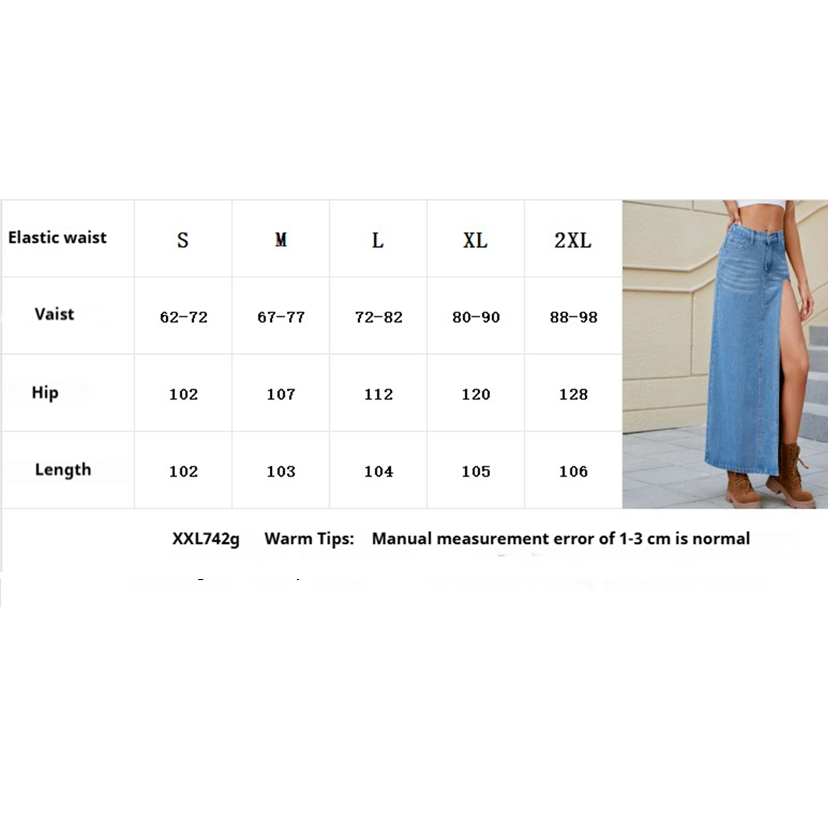 Sexy High Slit Washed Denim Maxi Skirt Women