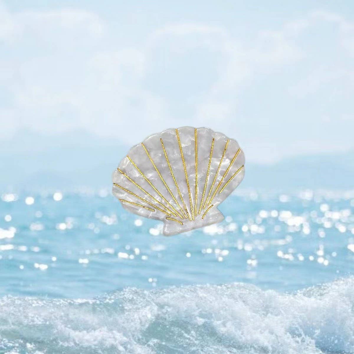 OCEAN WHALE SHELL FISH SEASHELL HAIR CLAW CLIPS_CWAHA0550