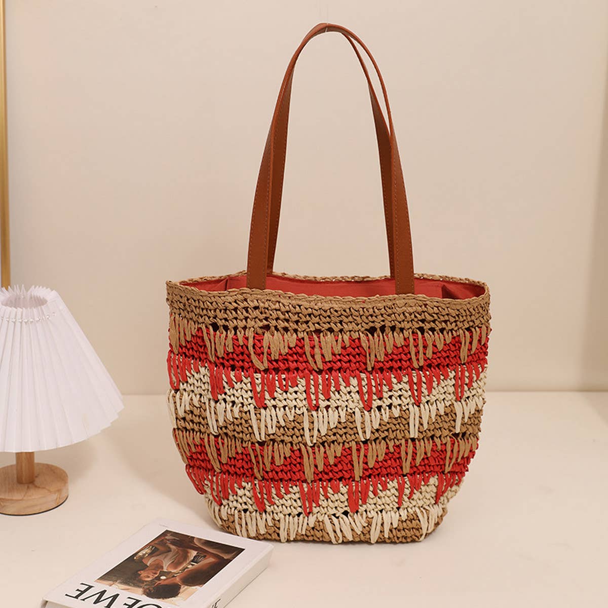 CASUAL CONTRAST COLOR HANDWOVEN BAG_CWAB1890