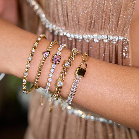 18K Gold Zircon Bracelet in Stainless Steel_CWAJE4625