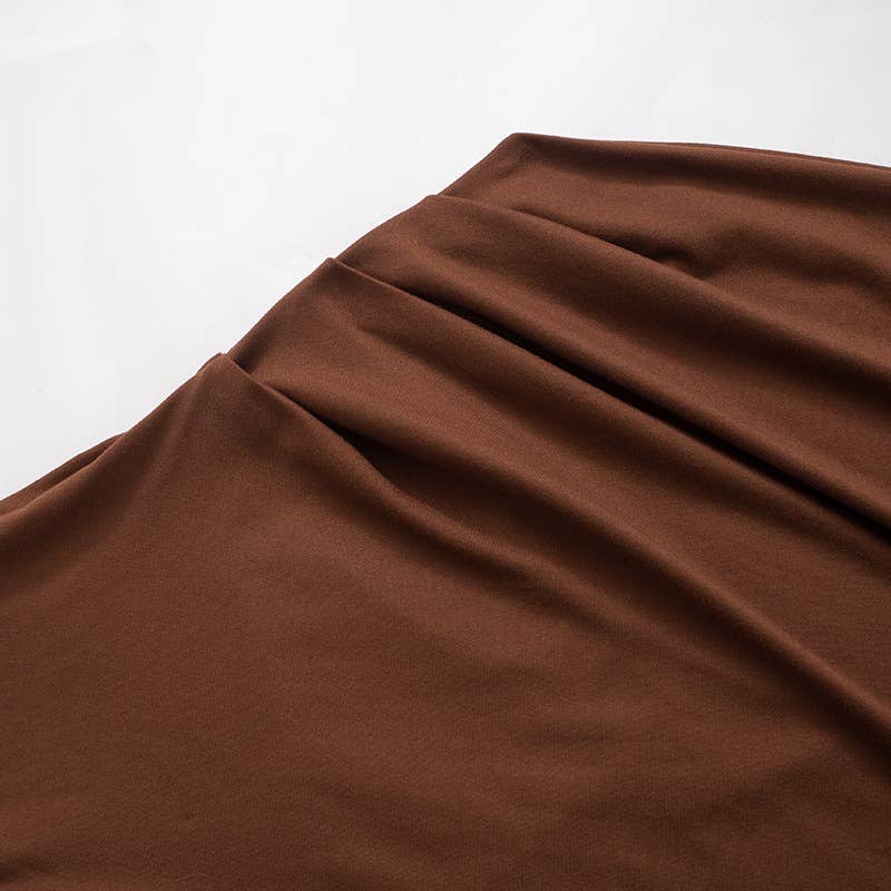 SOLID COLOR SLANT NECK OFF-THE-SHOULDER TOP