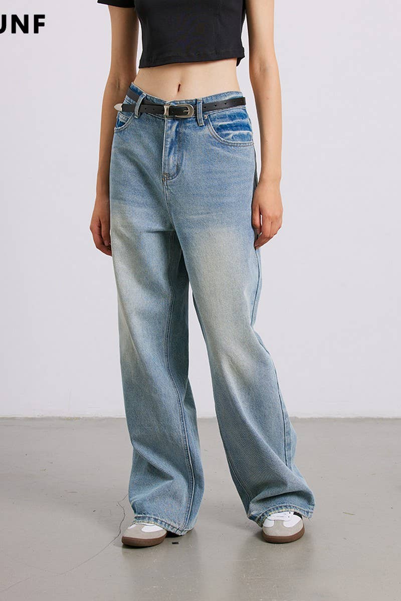 CWJP0444_WASHED COTTON STRAIGHT-LEG CASUAL JEANS