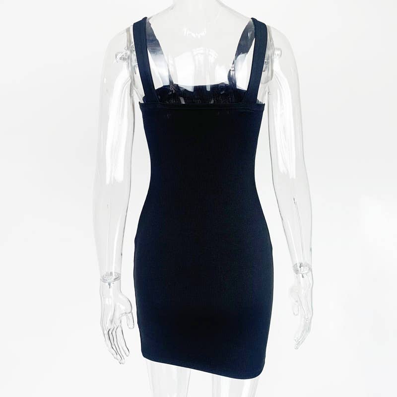 SIMPLE SLIM-FIT HALTER DRESS WITH SPLIT BACK