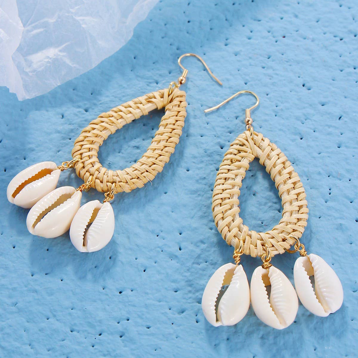 BEACH RESORT STYLE SHELL BEADED EARRINGS_CWAJE1554