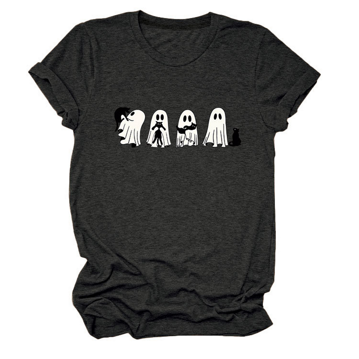 Ghost and Black Cat Tee ? Plus Size Casual Top