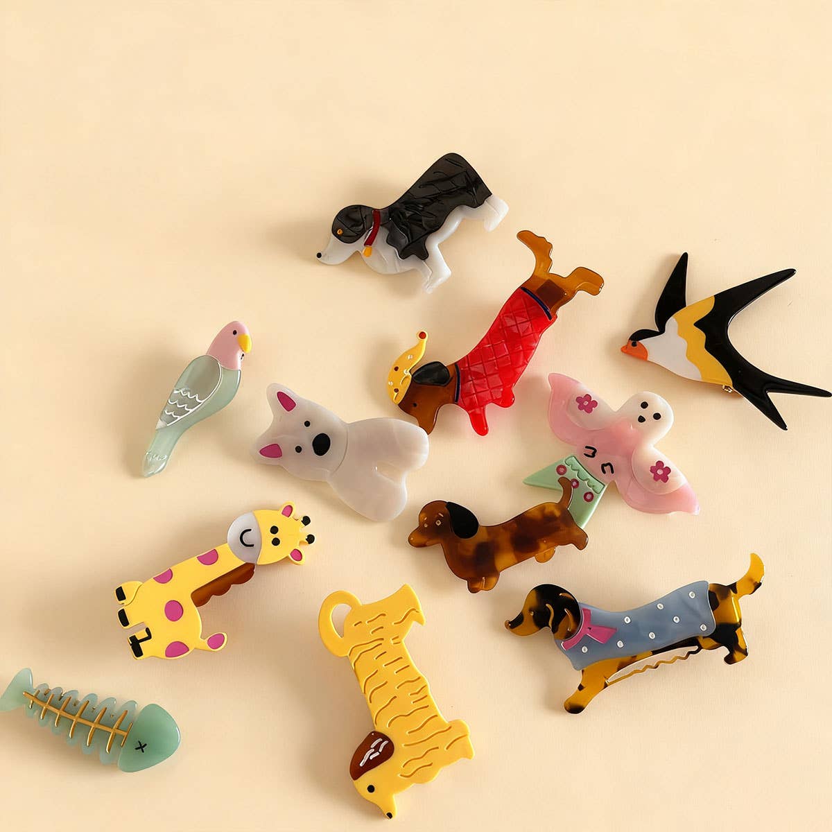 CWAHA07740_CUTE DOG ANIMAL ACETATE HAIR CLIP FOR GIRLS