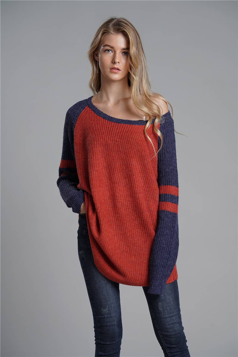 ALL-IN-ONE LONG LOOSE SOLID PULLOVER SWEATER