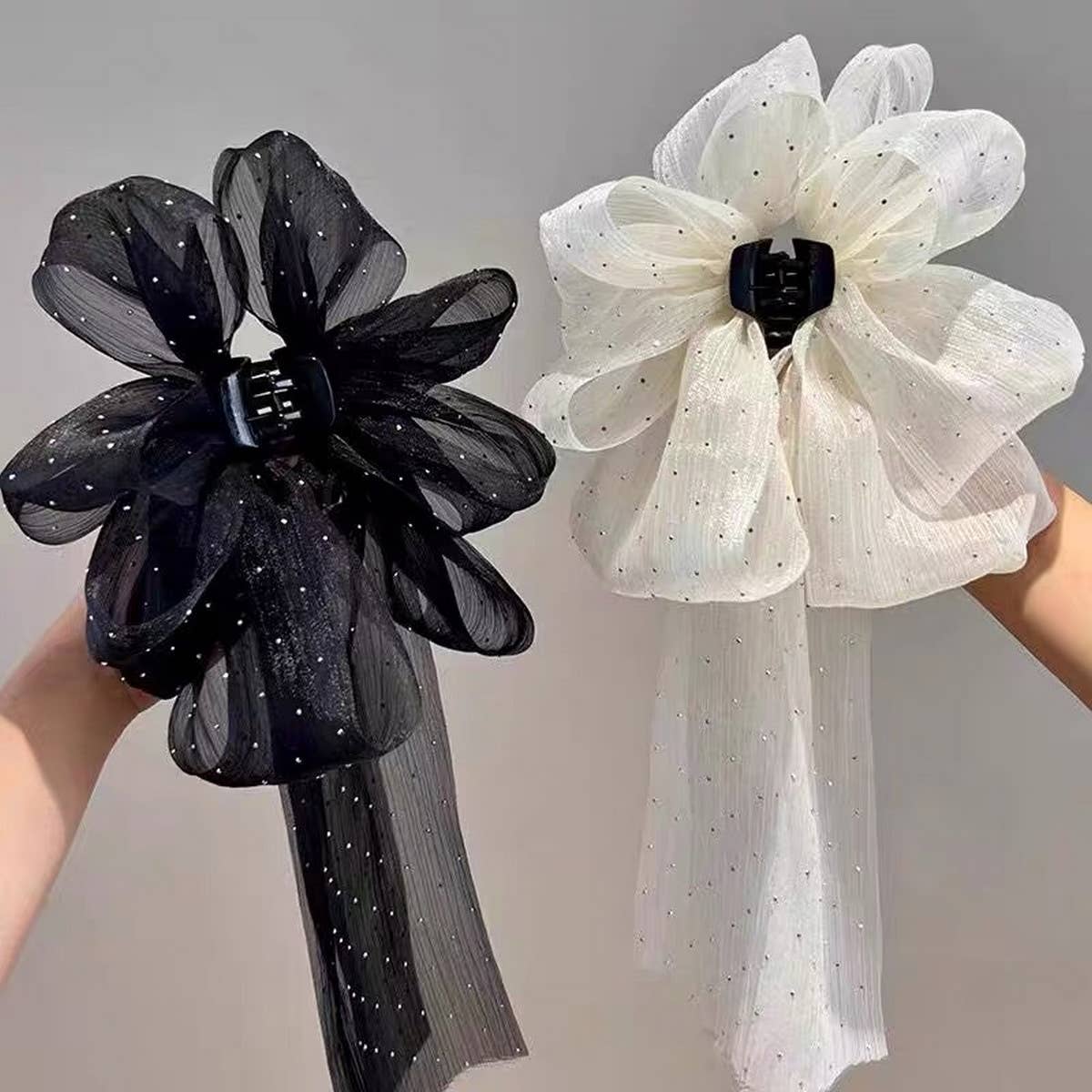 2024 NEW STYLE MESH SHINY BOW GRAB CLIP_CWAHA2199