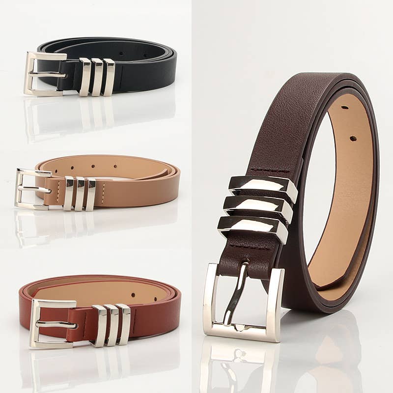 Versatile classic square pinhole denim belt