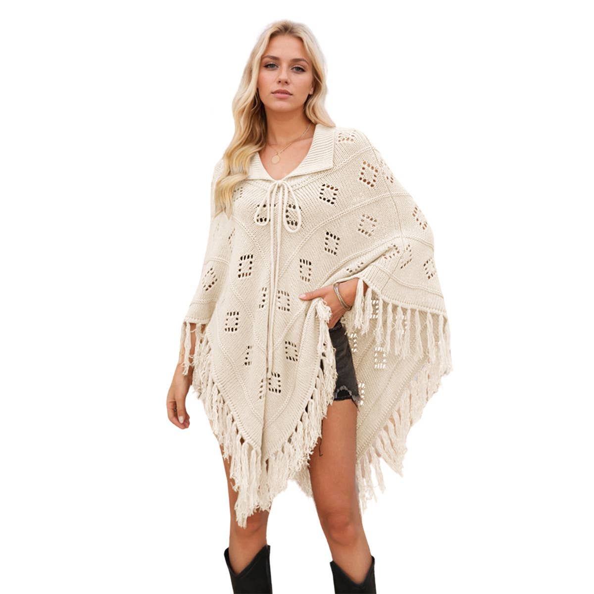 Fashion shawl tassel knitted shawl sweater