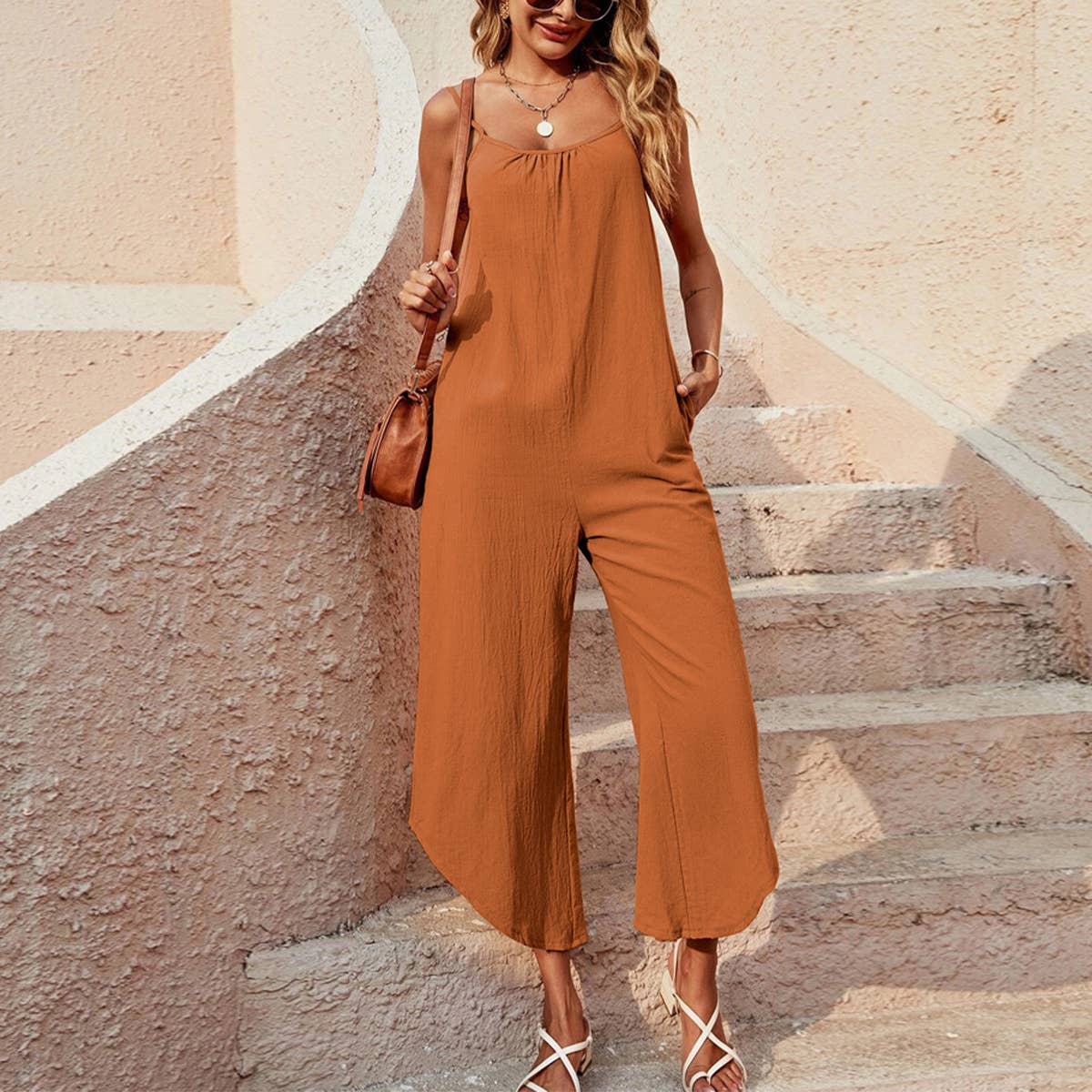 LOOSE IRREGULAR SUSPENDERS SLEEVELESS JUMPSUIT_CWSJS0560