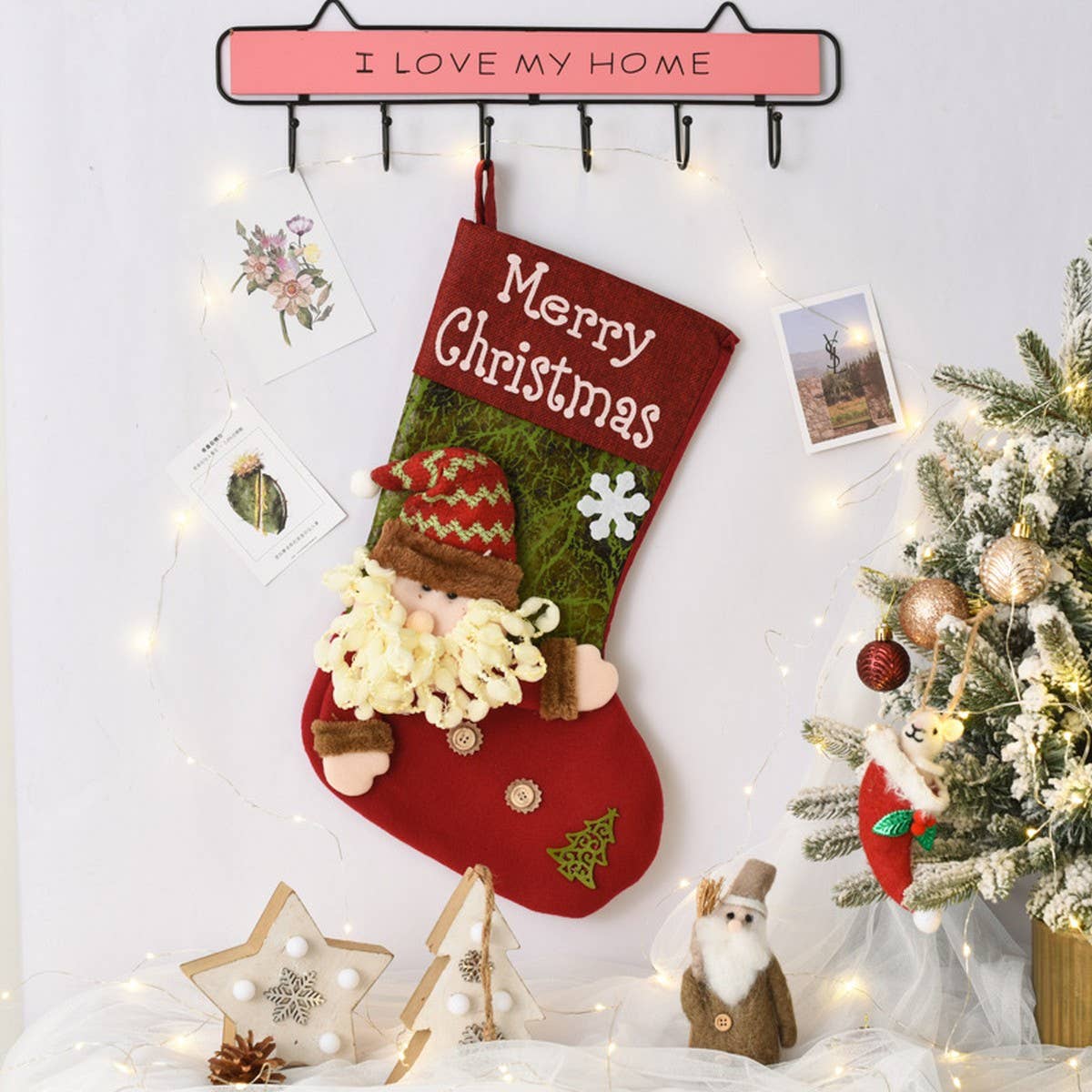 SEQUINED 3D SANTA CLAUS CHRISTMAS STOCKINGS