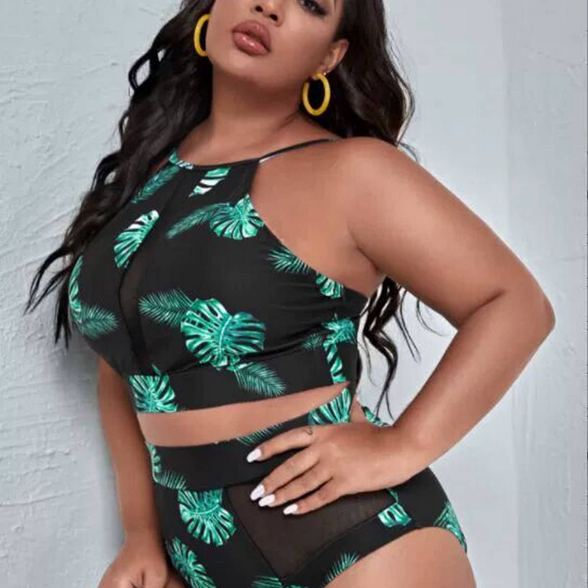 PLUS SIZE FLORAL BIKINI PRINT SWIMSUIT_CWMW0237