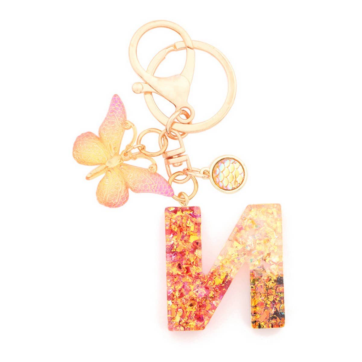 Creative Crystal Letter Keychain with Resin Sequins_CWAB5021