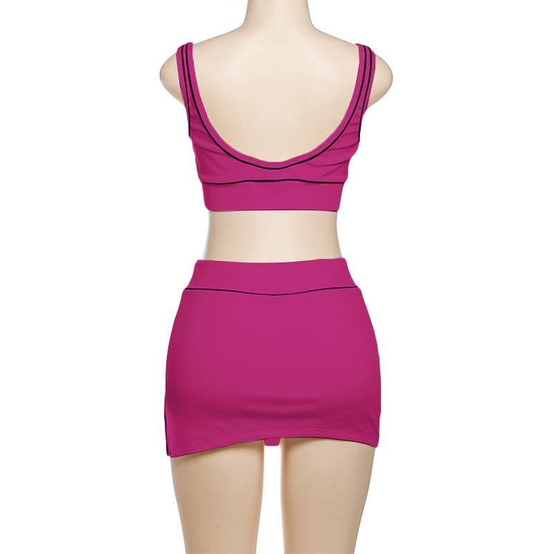 Sexy Crop Tank and Bodycon Skirt Sports Set
