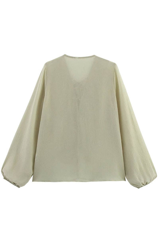 Cwttl2014_Fashion Layered Semi-Sheer Long Sleeve Shirt