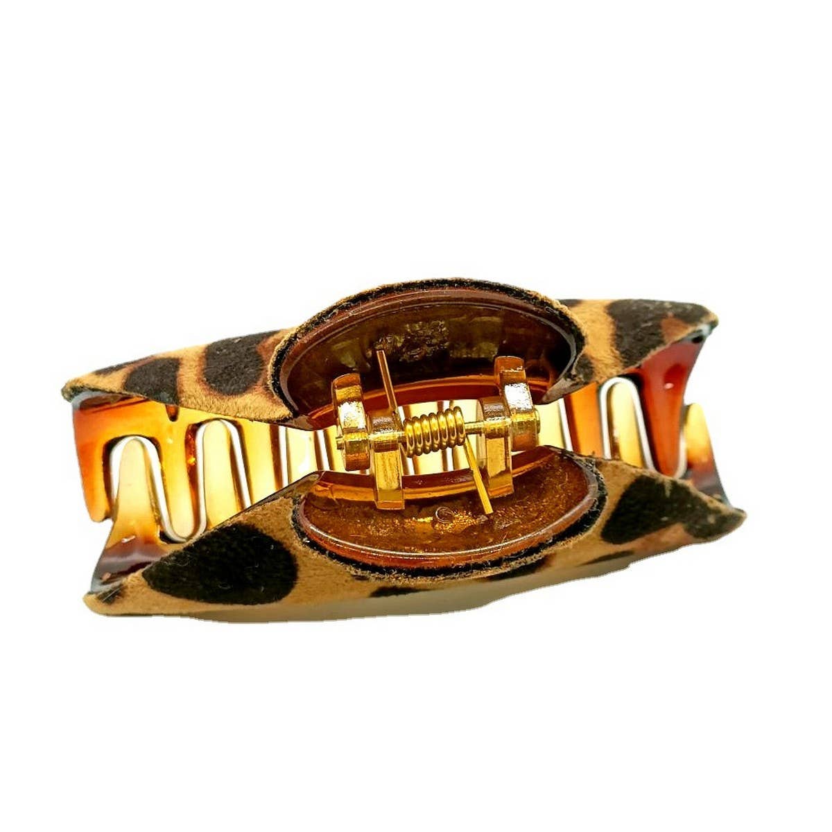 Elegant Leopard PU Leather Hair Claw Clip