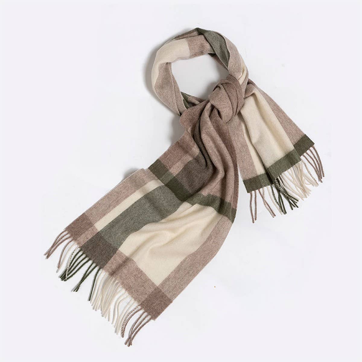 100% Wool Plaid Scarf Red Check Winter Warmth_CWASC2325
