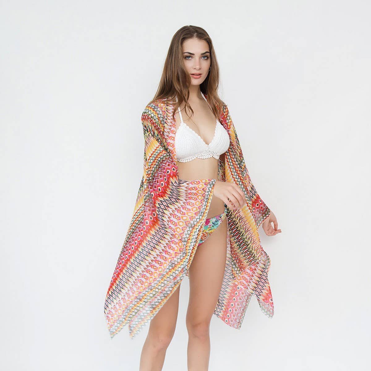 GEOMETRIC PRINTED KIMONOS,SUMMER CARDIGAN