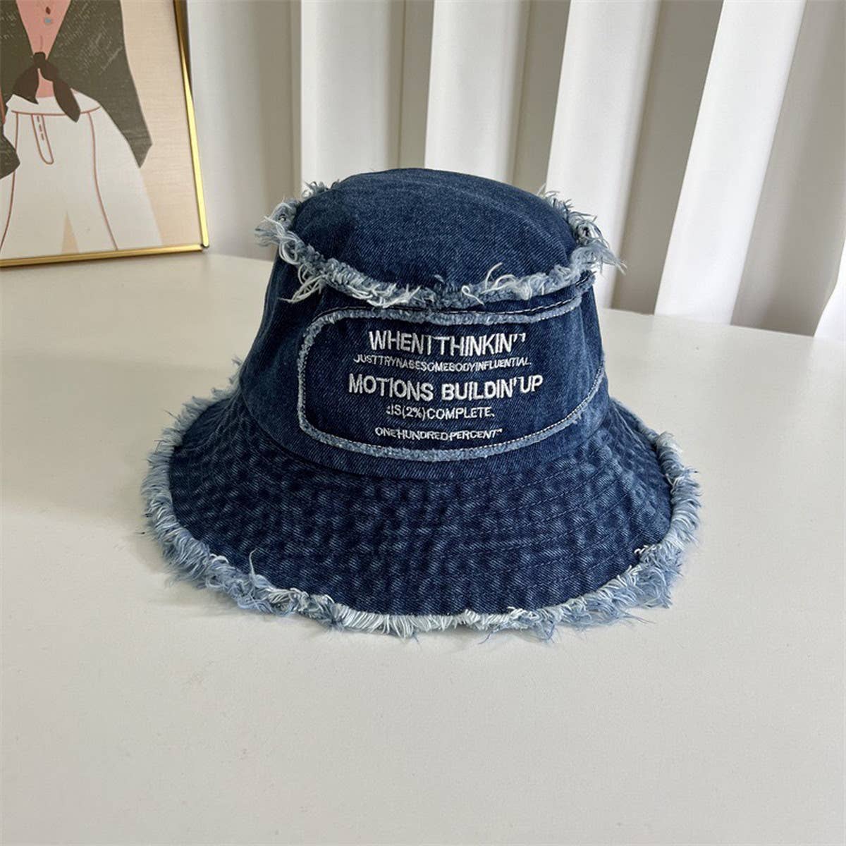 ALL-MATCH WASHED LETTER EMBROIDERED BUCKET HAT_CWAB2850