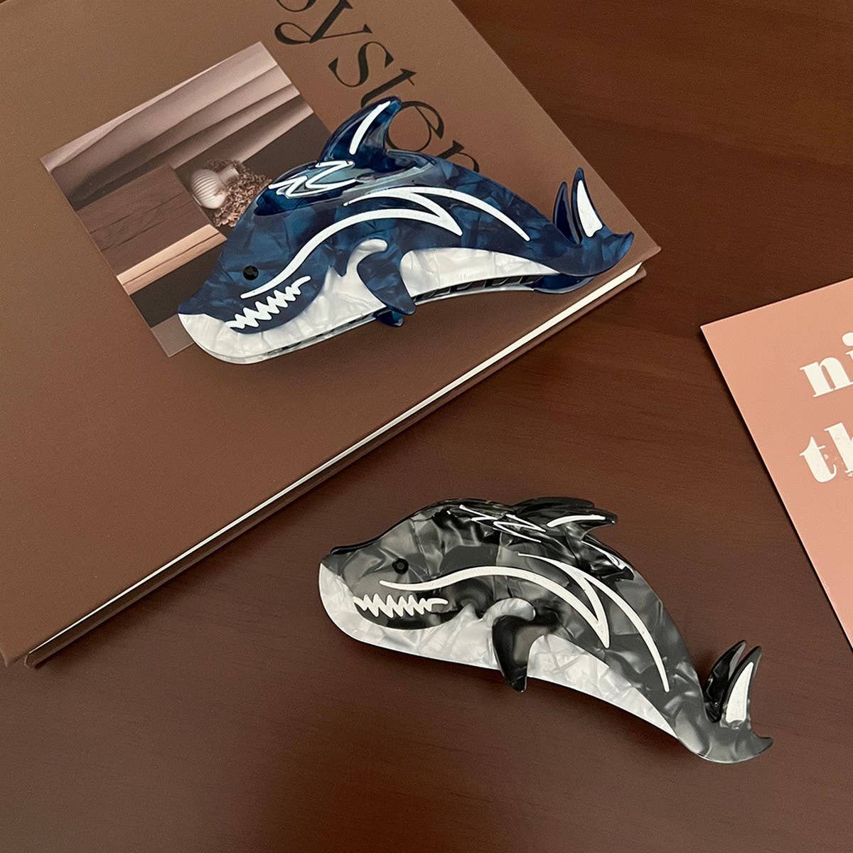 Shark Series Acetate Hair Claw,Chic Back Clip