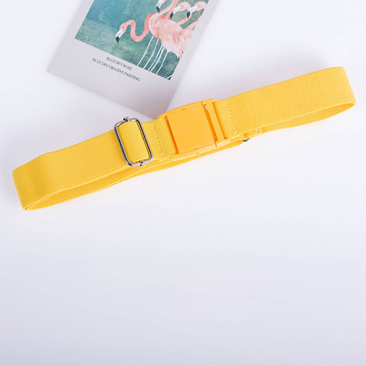 SOLID COLOR PLASTIC BUCKLE ELASTIC BELT_CWABE0681