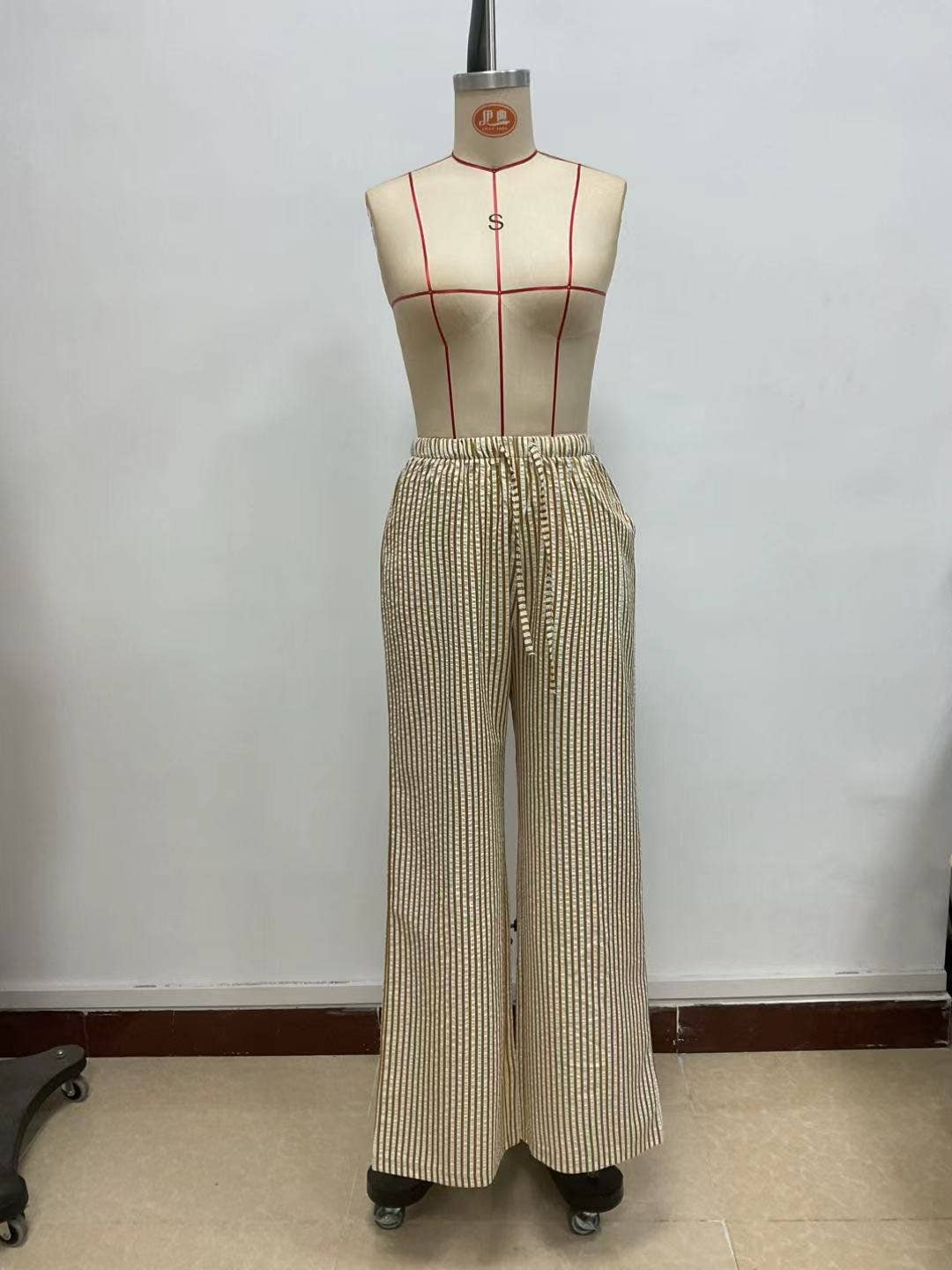 Striped loose wide-leg long pants