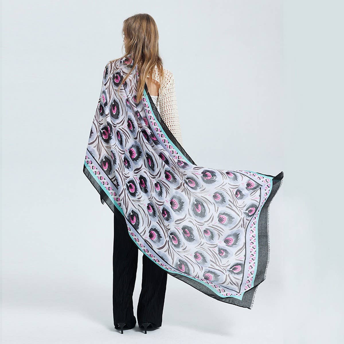 Floral Print Satin Scarf ? Spring Beach Wrap
