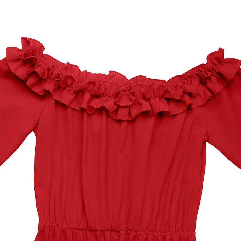 One-shoulder long-sleeved cinched waist dress